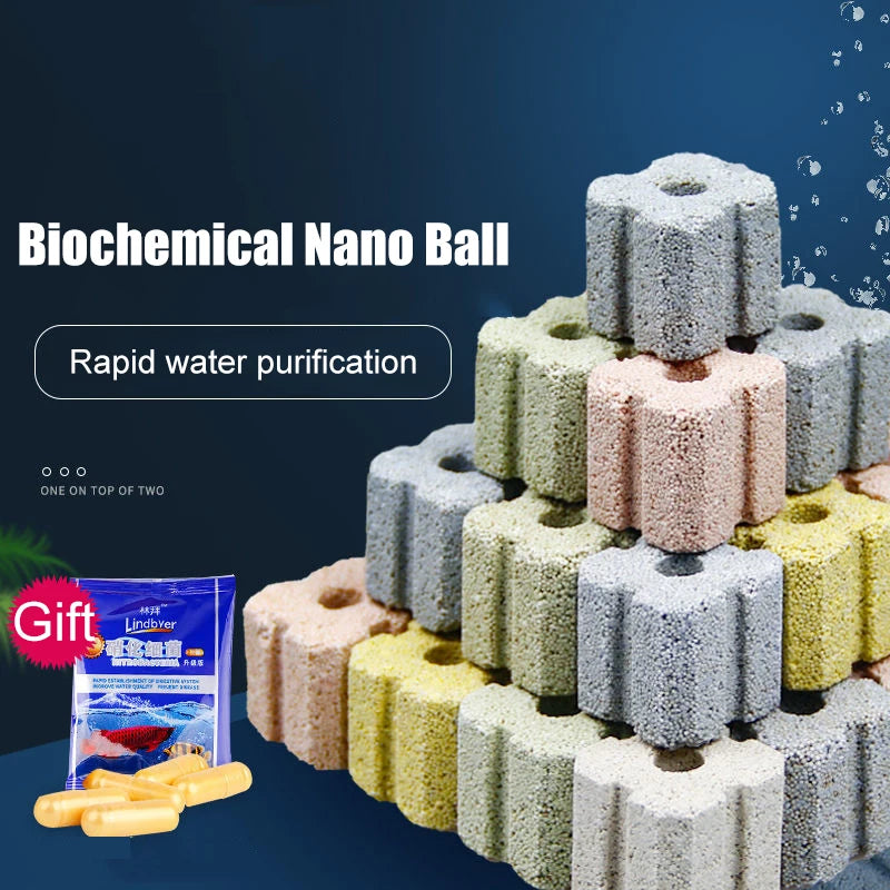 Aquarium Fish Tank Filter Material Biochemical Nano Brick Quartz Ball Nitrifying Bacteria House Water Purification Vue