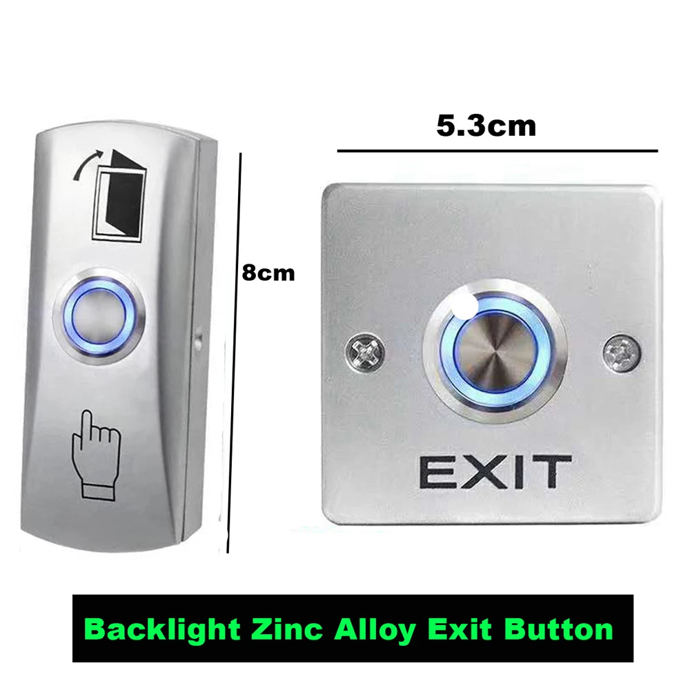 Zinc Alloy Exit Button Switch NO/NC/COM Door System Push Exit Release Button Switch For Access Control Backlight Button Vue