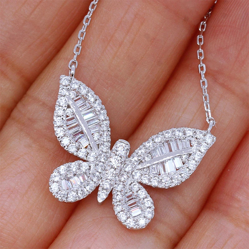 Huitan Butterfly Pendant Necklace – Cubic Zirconia Women's Jewelry Pendant Necklace Vue
