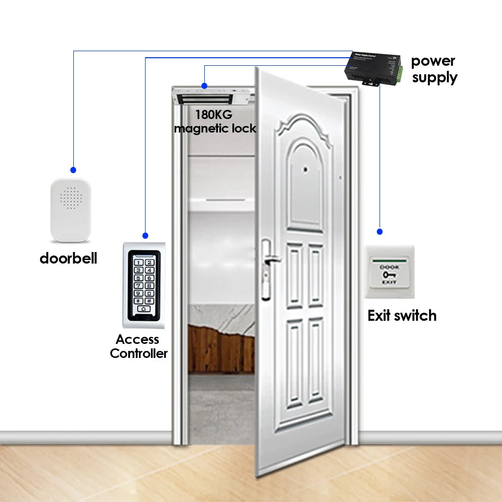 IP67 Waterproof RFID Metal Access Control Kit All-in-one Silicone Key Magnetic Locks Sets 125KHz Access Control System S601 Kits Vue