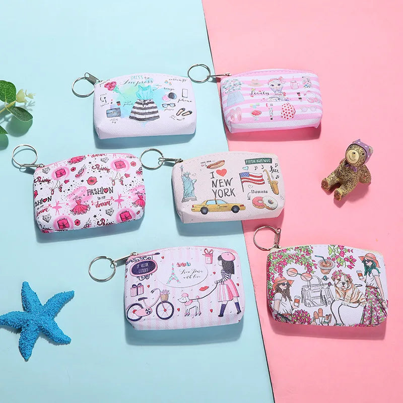 Cute Coin Purses Case Casual Coin Wallet Lady Fashion Flower Animal Pattern Cartoon Earphones Coin Keys Money Storage Bag Vue