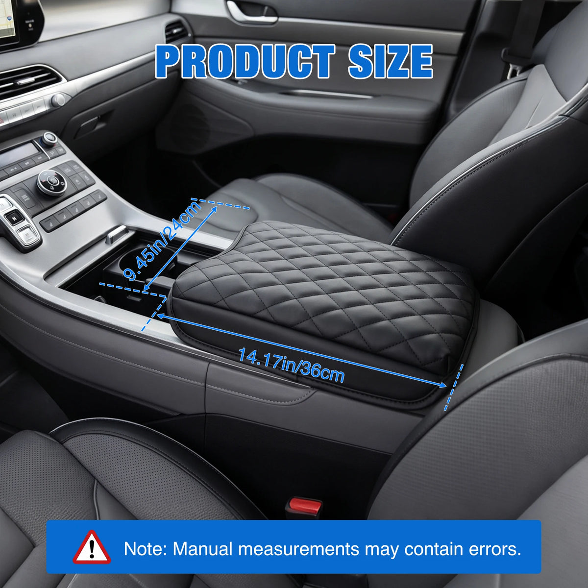 Nilight Center Console Cover Fit for Hyundai Palisade 2019 2020 21 22 23 2024 2025,2015-2019 Hyundai SonataPremium Nappa Leather Armrest Cover for Car Waterproof Center Console Pad Anti-Scratch Arm Rest Box Cover, Black Vue