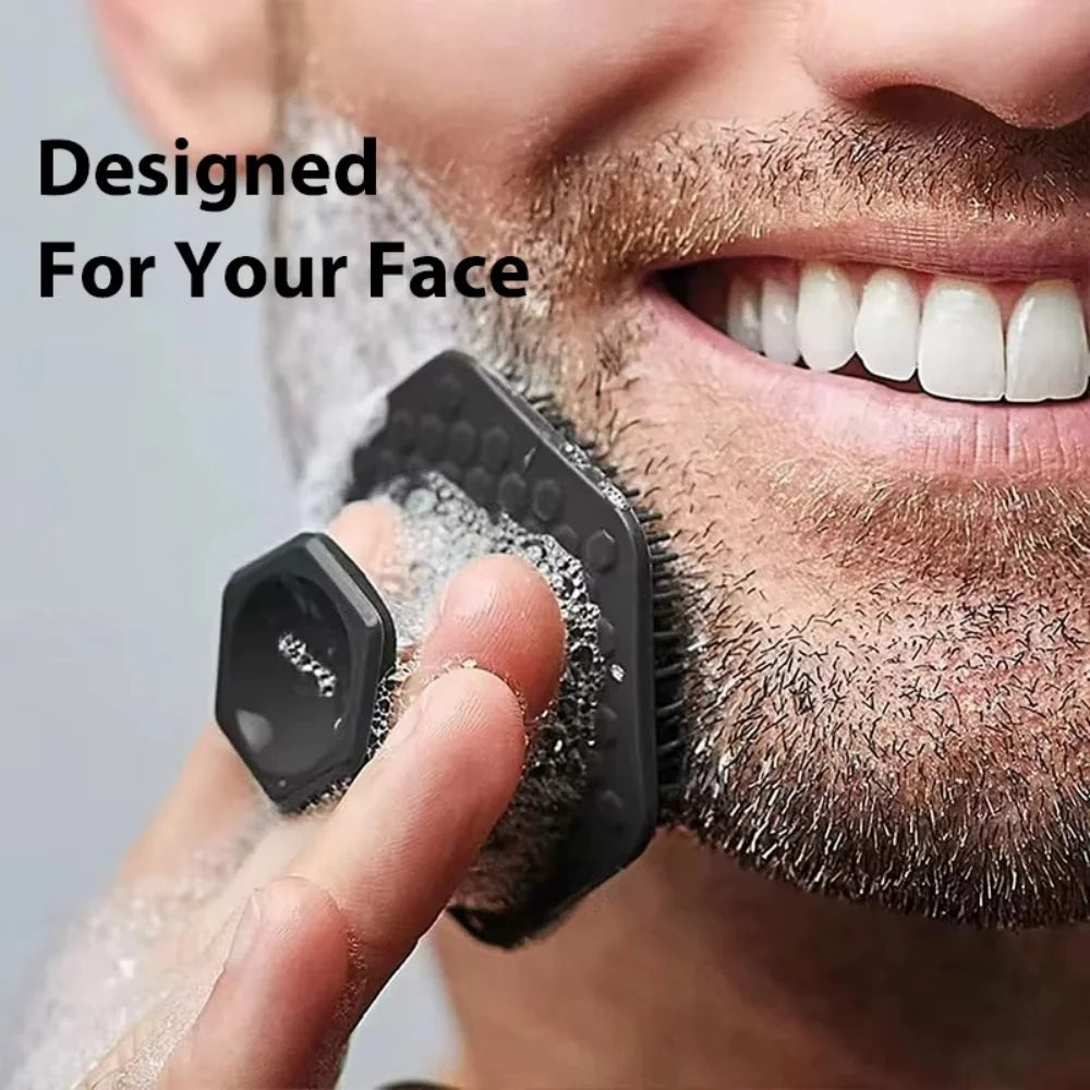 Mini Manual Facial Cleansing Brush Men Silicone Face Scrubber Deep Clean Blackhead Remover Shaving Massage Skin Exfoliator Tool Vue