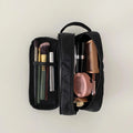 Double Layer Cosmetic Bag Nylon Travel Makeup Organizer Large Capacity Toiletry Bag Multifunction Pencil Case Brush Holder Vue WN-Black