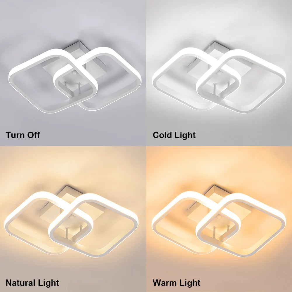 LED Ceiling Lights 2 Rings Design Modern Minimalist Living Room Lamps for Balcony Entrance Staircase Home Decor Multiple Shapes Vue