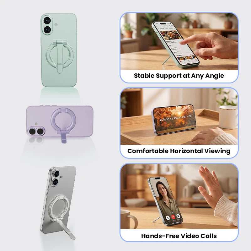 Ultra-thin Cell Phone Ring Holder Magnetic Ring Foldable Kickstand Magnet Grip Desktop Stand for Phone Vue
