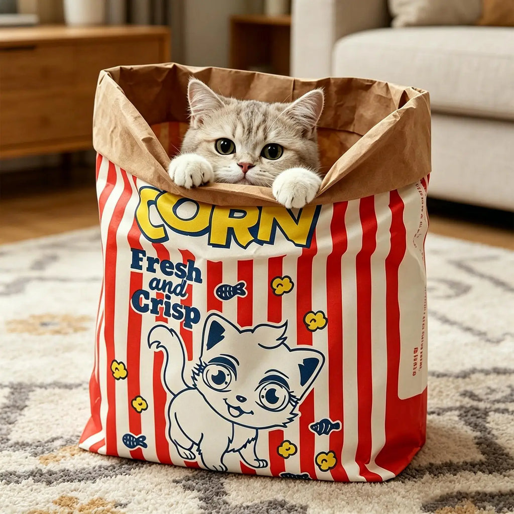 75X35CM Foldable Crinkle Cat Bag Interactive Cartoon Paper Pet Carrier for Kitten Small Dog Outdoor Travel Portable Cat House Vue