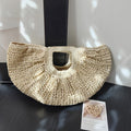 Summer Woven Straw Bag Moon Large Capacity Purse Handbag Women Beach