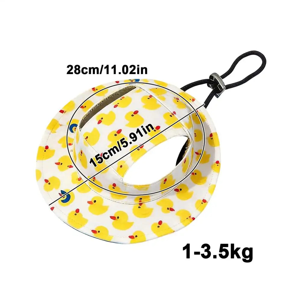 Dog Sun Hat Adjustable Duck Ear Holes Cat Bucket Visor for Small Medium Large Puppy Kitten Beach Summer Outdoor Walking Hiking Vue A