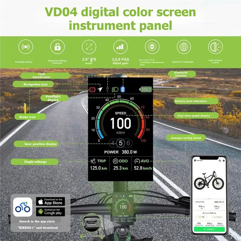 Hot-For Tongsheng 5Pin E-Bike Control Panel VD04 Bluetooth Display Waterproof Ebike Display Part CAN Protocol Vue