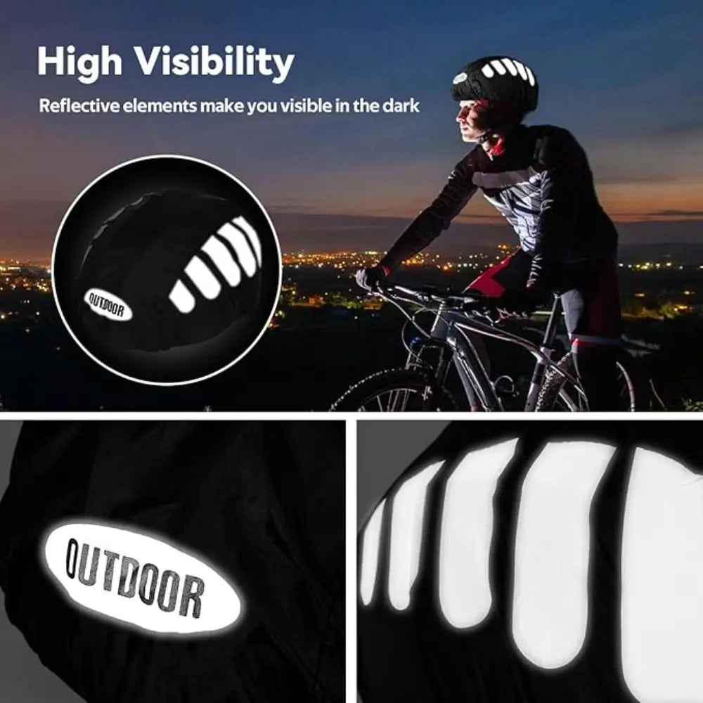 Reflective Strip Bike Helmet Rain Cover High Visibility Windproof Bicycle Helmet Cover Adjustable Waterproof Vue