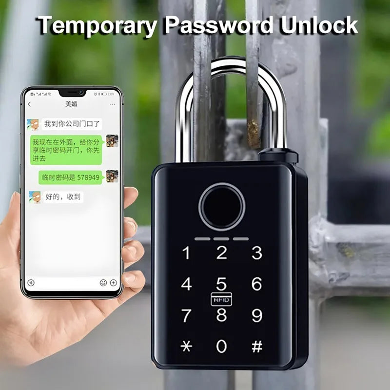 Waterproof Tuya Pasword Padlock Fingerprint Electronic Lock Keyless Unlock Heavy Duty Padlock for Home House Warehouse Garage Vue