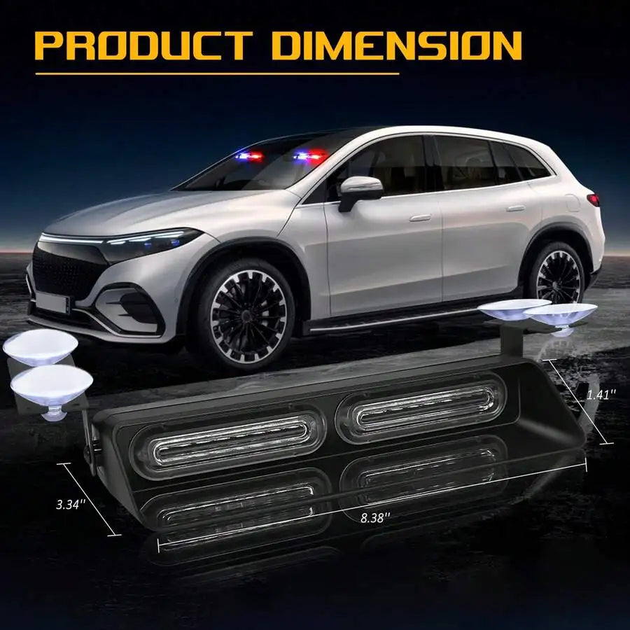 2 In1 Interior Windshield Strobe Lights LED Dash Hazard Warning Safety Flashing Traffic Advisor Lights Car Accessories Vue