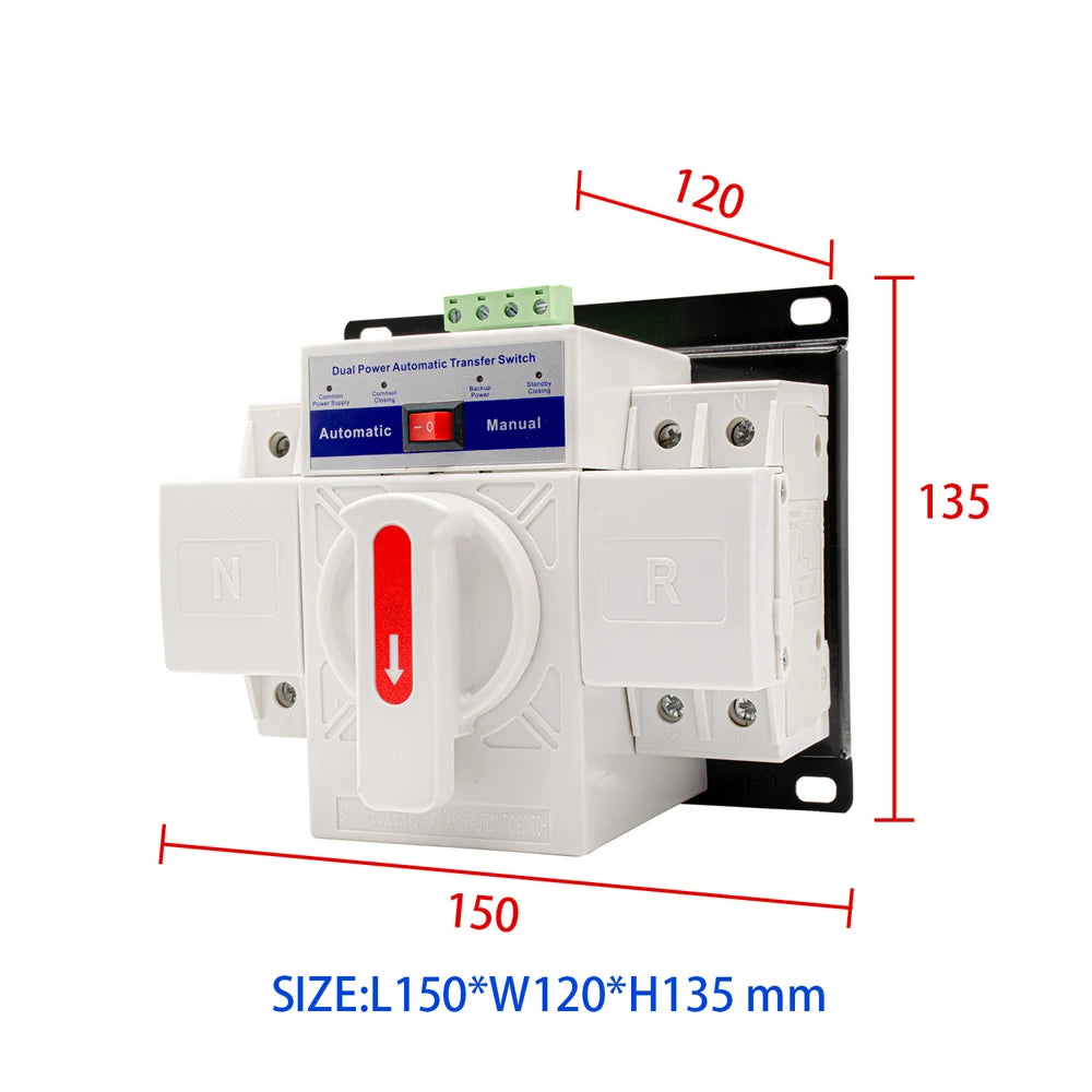 2P 4P 63A Dual Power Automatic Transfer Switch 220V CB Class ATS Household Toggle Switch Transfer Device Intelligent Switching Vue