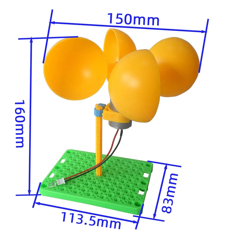 Wind Turbine Generator Kit 100-6000RPM 0.01-10V Output Generator with Holder Blades Brushless Motor Generator Teaching Supplies Vue