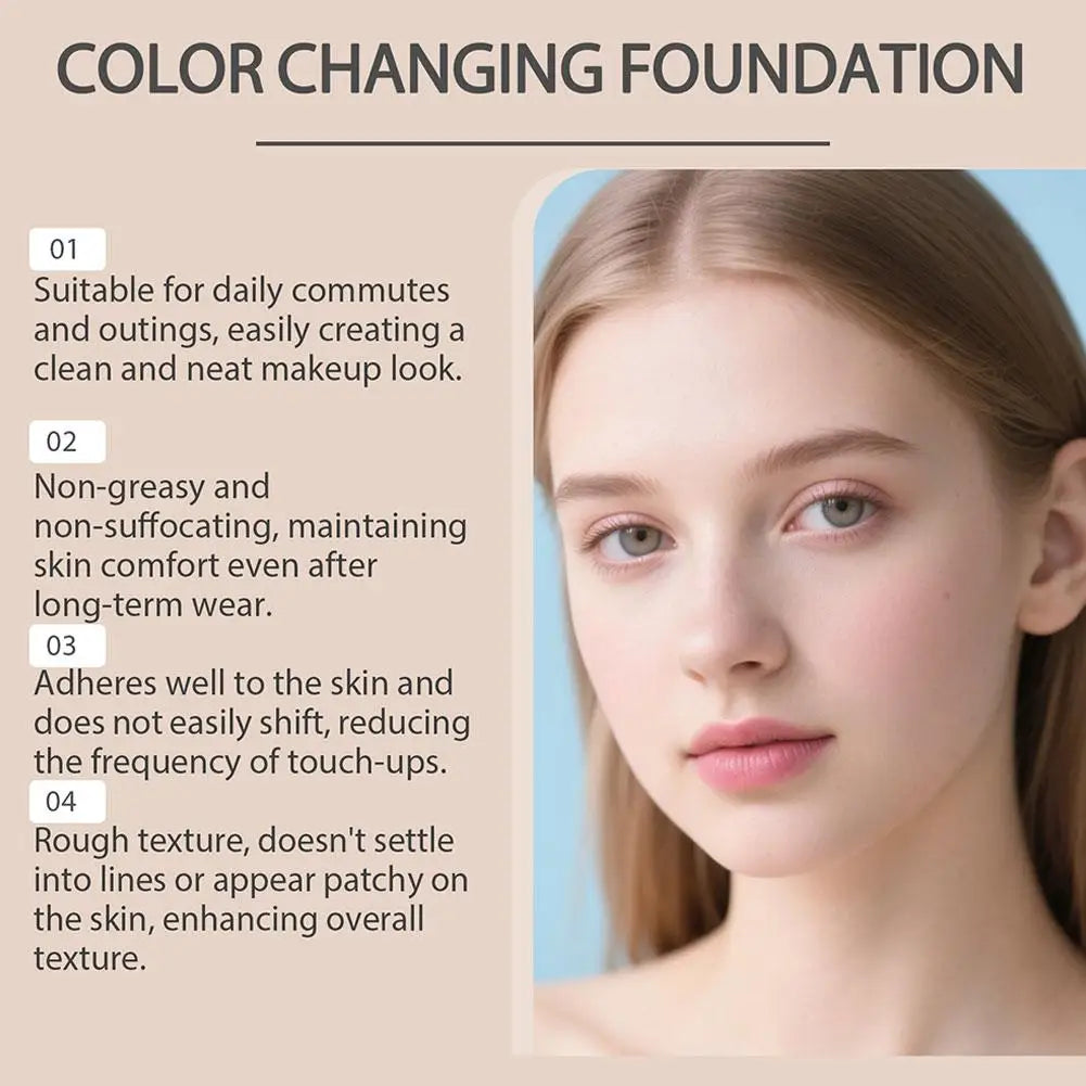 30g Shiny Delicate Clear Foundation Smooth Soft Holding Lasting Facial Makeup Natural Color Temperature Change Liquid Foundation Vue