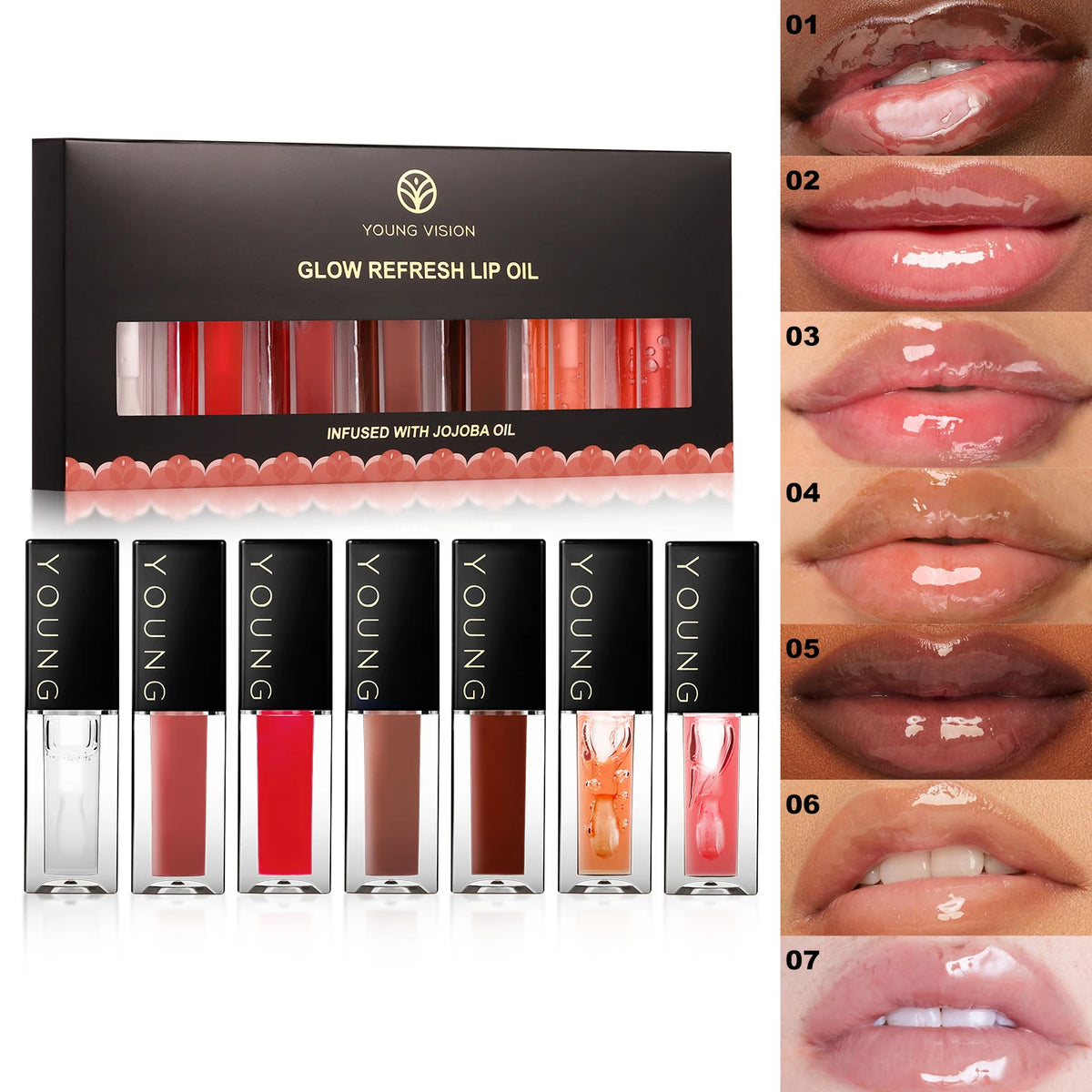 YOUNG VISION Moisturizing Lip Oil Set Plumping Lip Gloss Beauty Sensual Plumping Lip Gloss Oil Tinted Essence Set Vue 8120-set