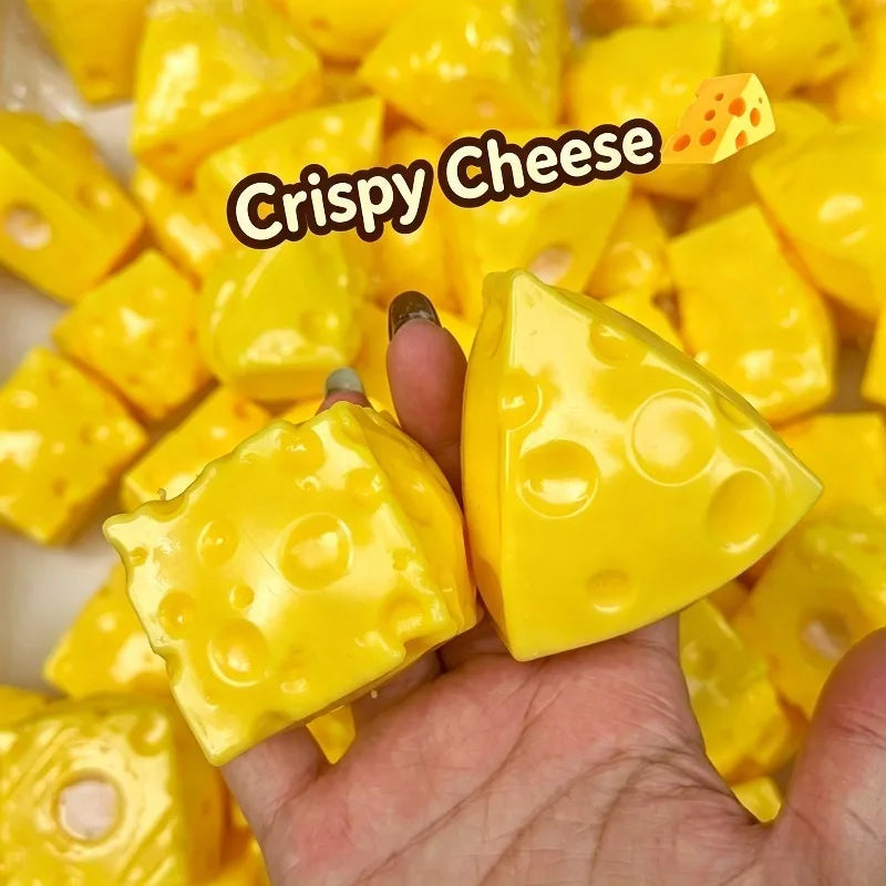 Squishy Crunchy Cheese Stress Ball Squeeze Toy Simulation Crispy Cheese Ball Fidget Toy Round Blocks Filled ASMR Anti Stress Toy Vue