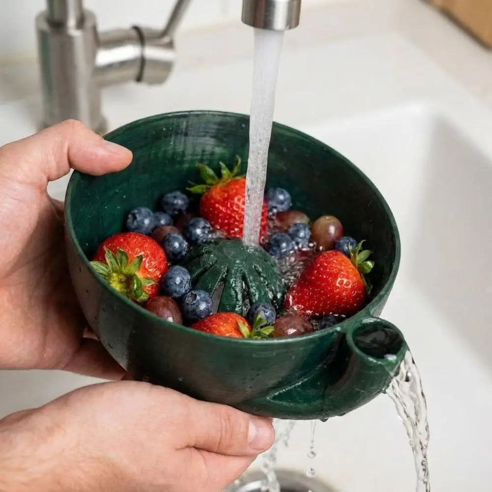 3D Printed Automatic Fruit Washing Bowl Large Capacity Self-spinning Swirl Berry Washing Drain Bowl Plastic Central Flow Guide Vue
