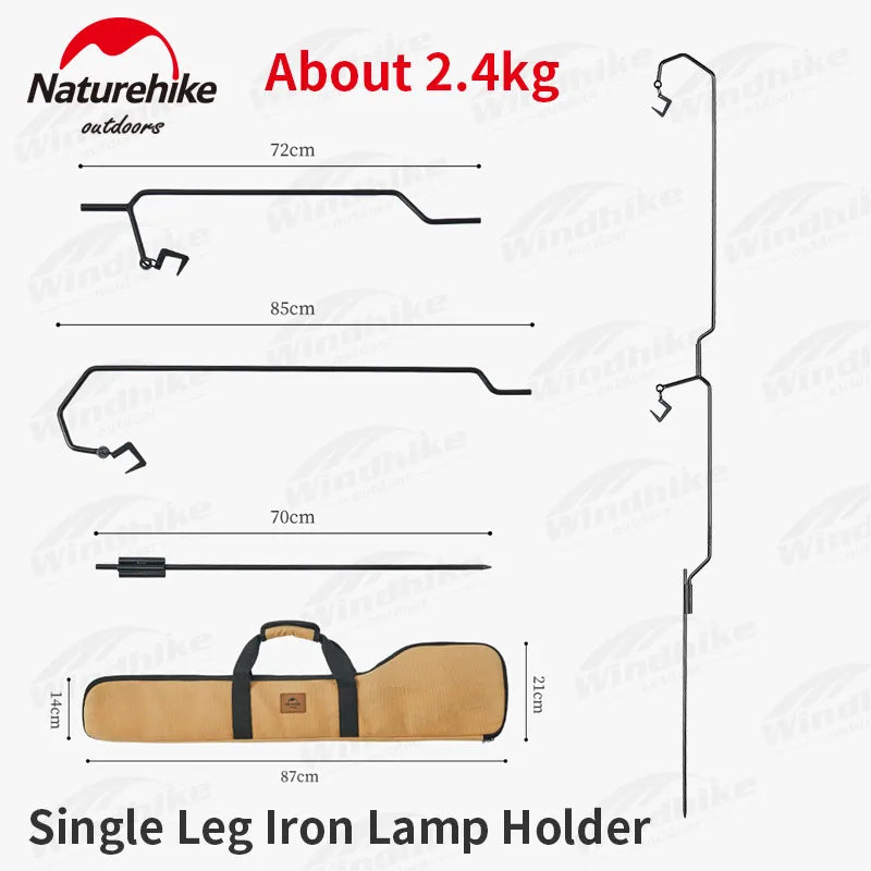Naturehike Adjustable Outdoor Lamppost Stand – Portable Iron Camping Lamp Stand Vue