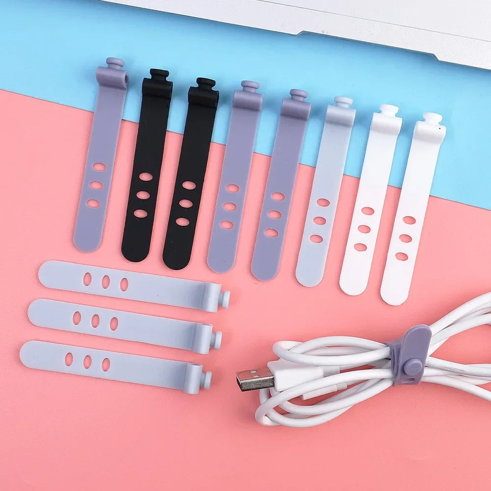 5PCS Reusable Cable Organizer Earphone Clip Charger Cord Management 3 Hole Line Storge Holder Line Bobbin Winder Straps Vue