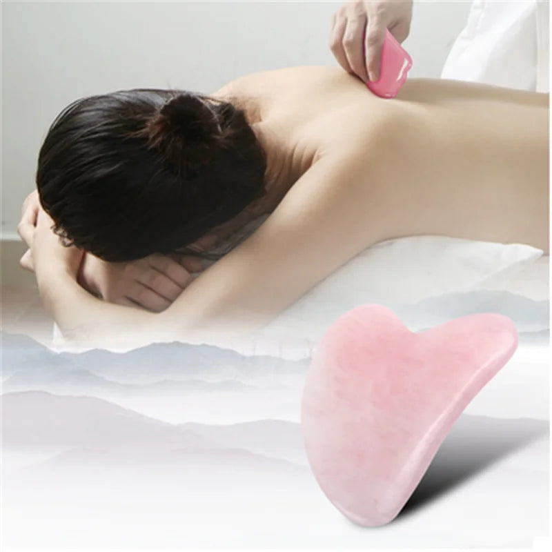 Dual Material Gua Sha Scraping Board Rose Pink Jade Beeswax Acupoint Massager SPA Tool for Face Neck Body Skin Care Vue
