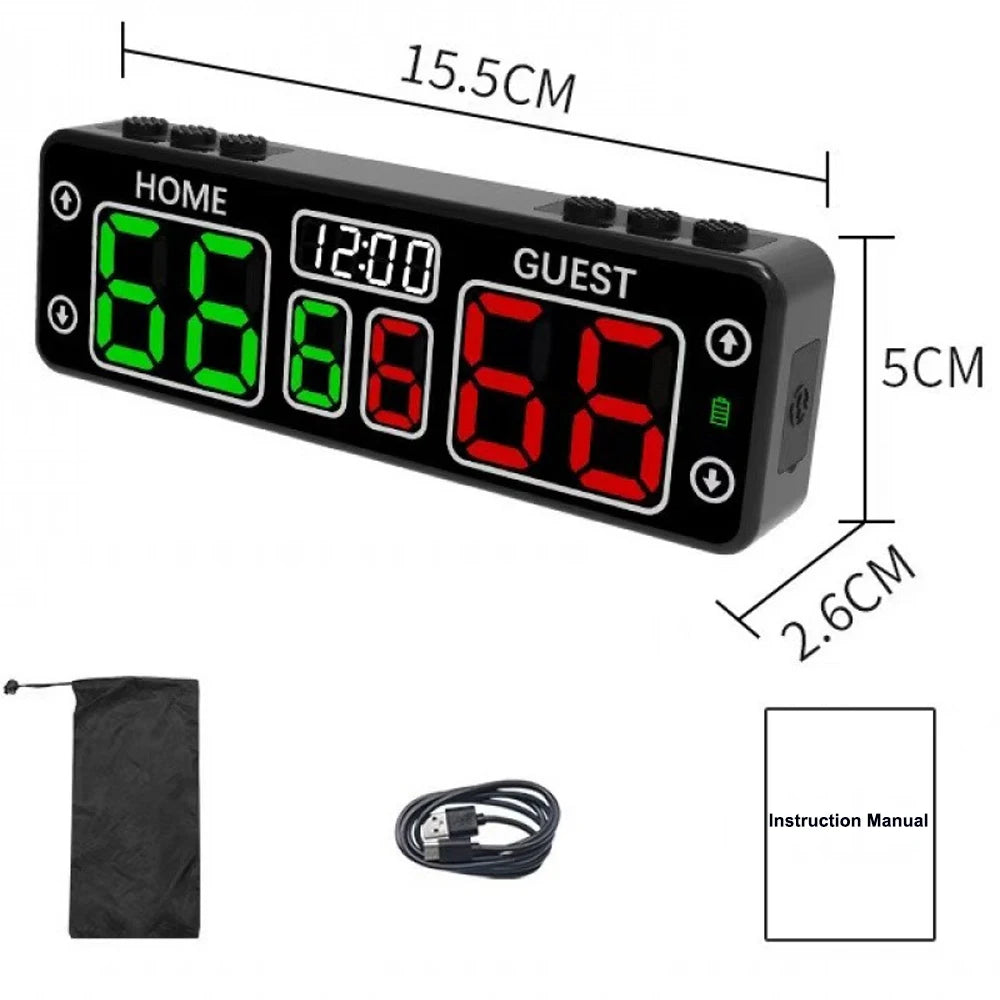 Portable LED Digital Scoreboard with Countdown Timer Rechargeable Scoreboard Electronic Touch Type Scoreboard Sports Competition Vue