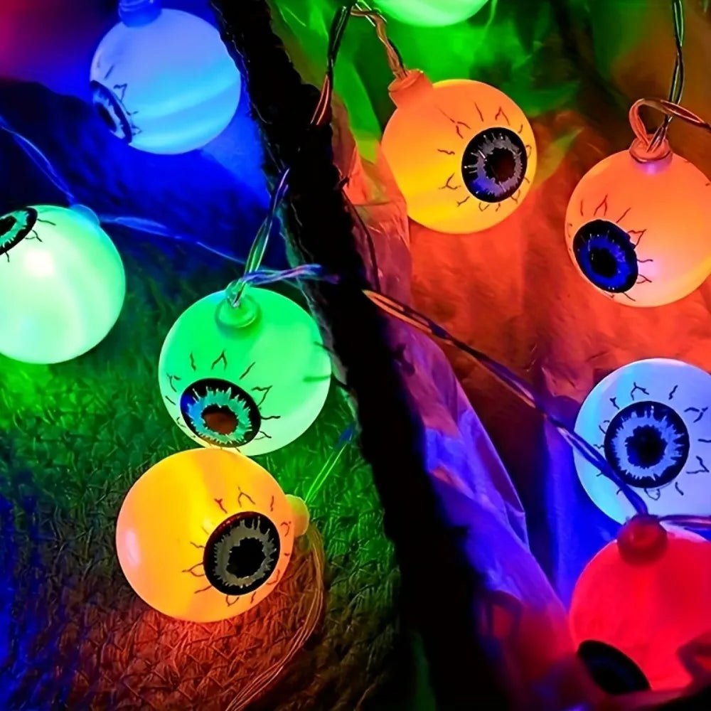 Halloween Eyeball LED String Lights, Battery Powered Lights for Indoor Halloween Party, Home, and Haunted House Decorations Vue