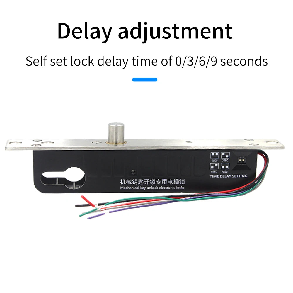 DC 12V/ 24V Fail Secure Electronic Drop Bolt Lock for Door Access Control Deadbolt Lock with Mechanical Key Cylinder Time Delay Vue