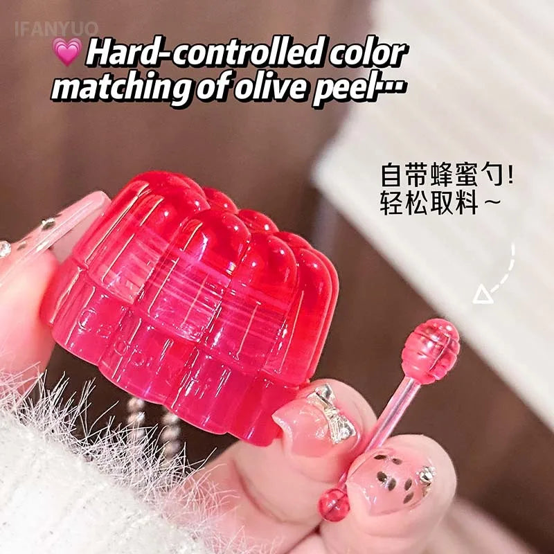 Jam Pudding Canned Lip Gloss Moisturizing Lasting Non-stick Cup Purple Watery Colored Lip Balm Long-lasting and Tender Lip Balm Vue