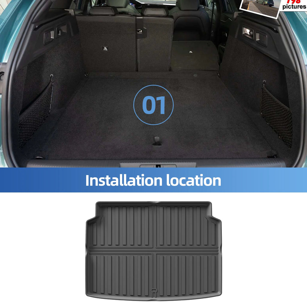Smabee Left Drive for 2022 2023 2024 Peugeot 308Fuel TPE Car Floor Mats Cargo Liner Trunk Pad Black Waterproof All Weather Vue