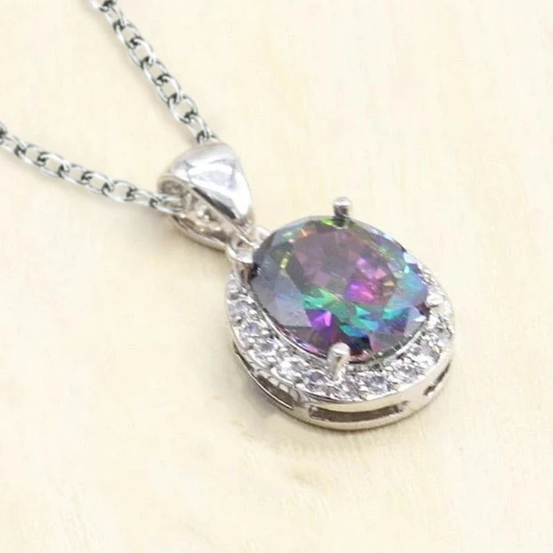 Huitan Oval Cubic Zirconia Pendant Necklace for Women Pendant Necklace Vue