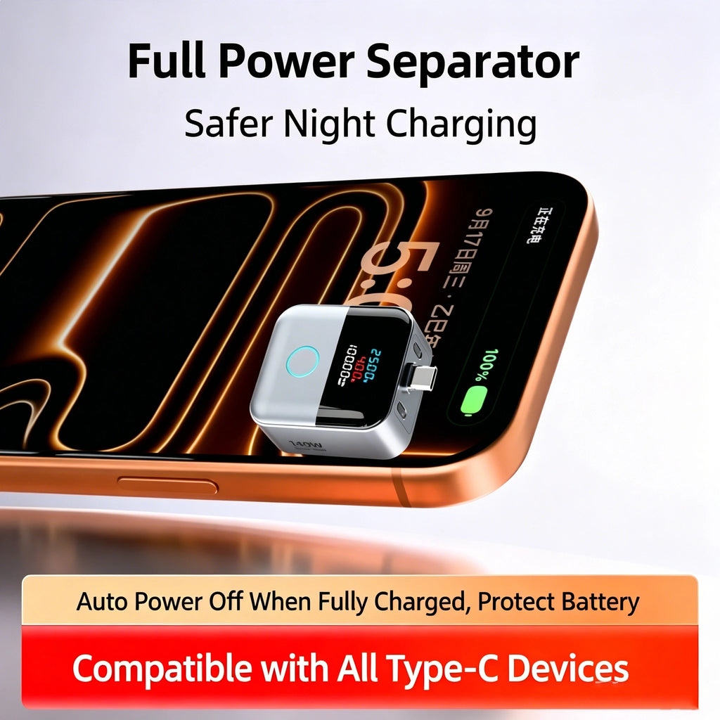 Type-C 140W Physical-Disconnect Battery Guard Anti-Overcharge Protection for Safe Overnight Charging Smart Auto Stop Charging Vue