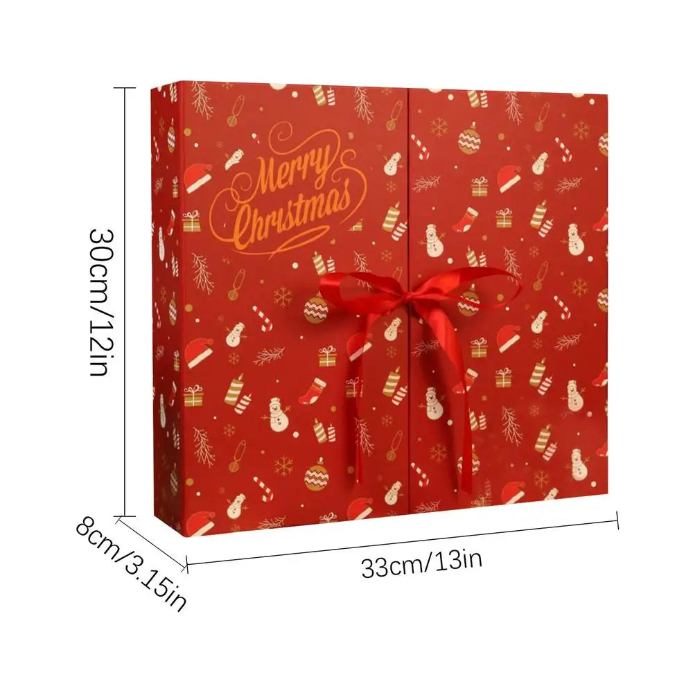 Blank Cardboard Advent Calendar Boxes - 24 Days Foldable DIY Christmas Countdown Calendar for Kids to Fill with Candy, Toys Vue Red 33x8x30cm