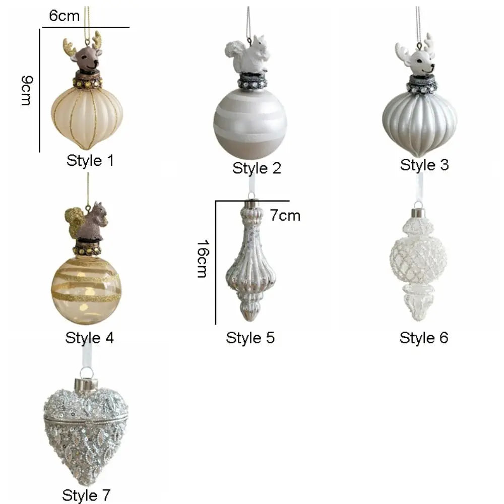 DIY Glass Christmas Tree Pendant Sliver Elk Hanging Ornament Snowflake Shining Xmas Pendant New Year Vue
