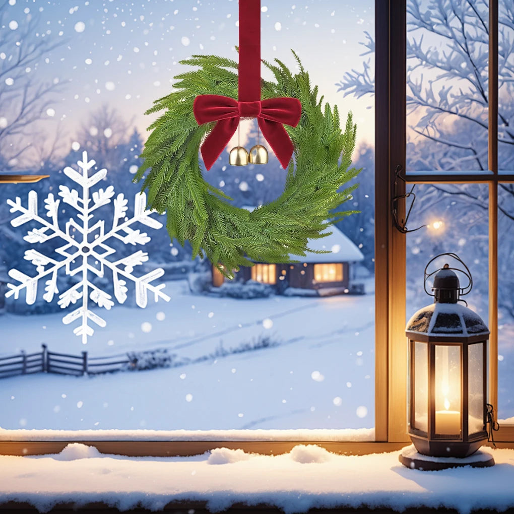 Mini Christmas Pine Wreath with Bow & Bell – 30cm Holiday Décor Christmas Wreath Vue