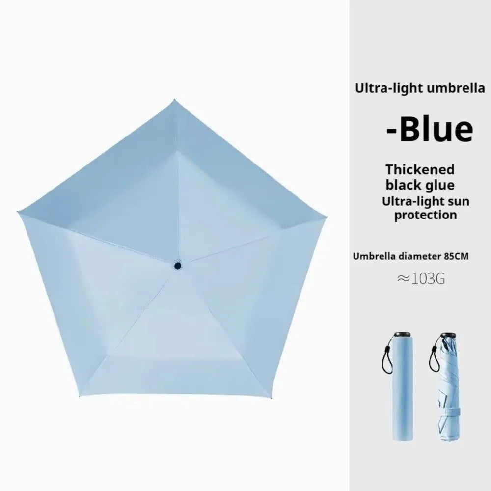 Foldable Manual Sun Umbrella Protection 6-Bone Frame Dual-purpose Vue Blue 8K Iron