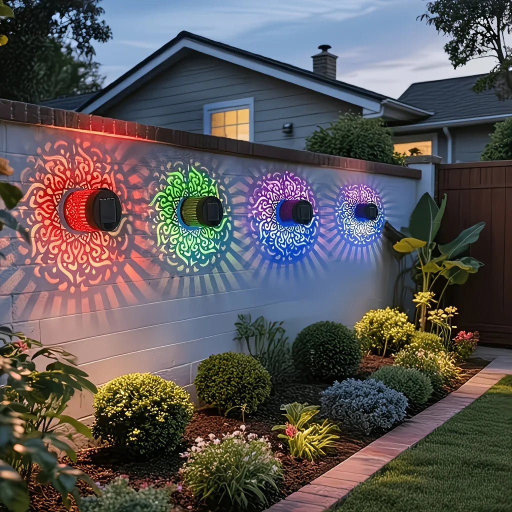 1-8PCS Solar Flower Sun Wall Lantern Outdoor Waterproof Garden Decorative Light Landscape Sconce for Yard Home Exterior Vue