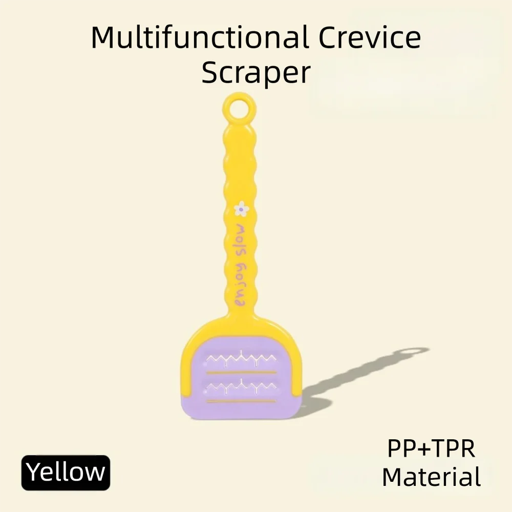 Multifunctional Corner Gap Scraper Long Handle Hand Held Cleaning Brush No Dead Corners No Dirt Tile Grout Cleaner Bathroom Vue Yellow