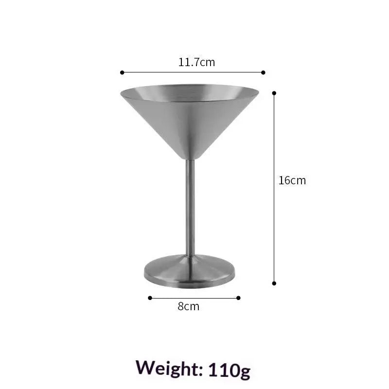 Stainless Steel Martini Cup Cocktail Glass Ice Cream Dessert Goblet