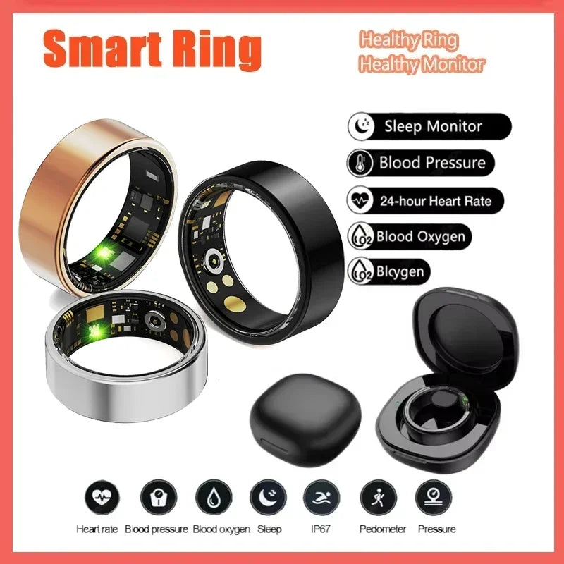 For Xiaomi Smart Ring Men Women Heart Rate and Blood Oxygen Monitor Smartring IP68 & 5ATM Waterproof, Multi-sport Mode Vue