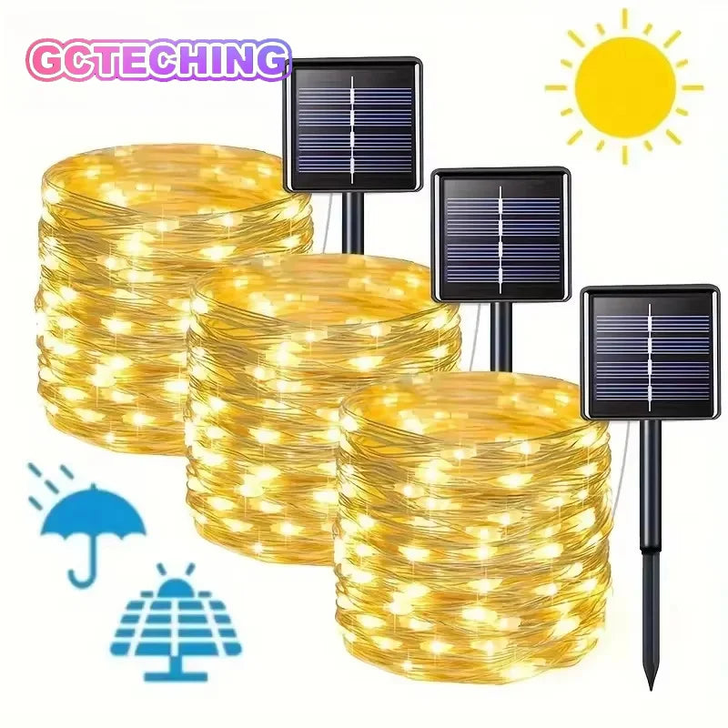 Led Solar Fairy String Lights 8 Modes Christmas Led Light Outdoor Garden Patio Wire Garland Light Christmas Lights Vue