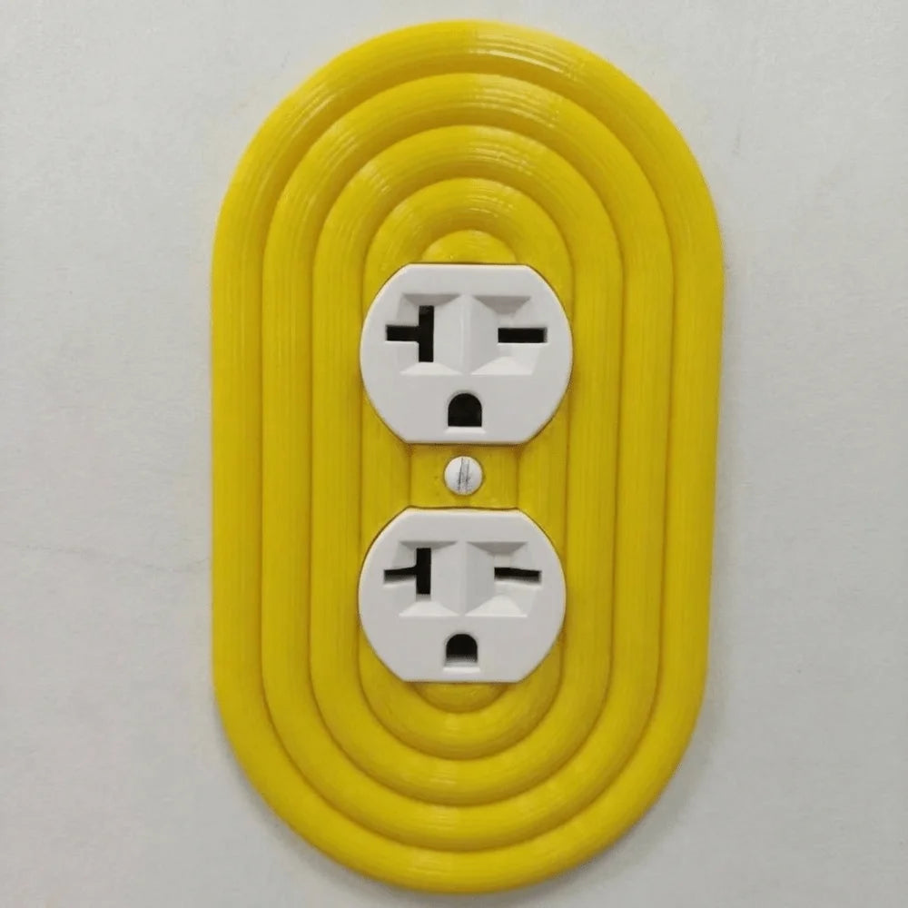 Modern Striped Pattern Wall Switch Panel Multi-Color Smooth Durable Material Wall Switch Cover Standard Fit Switch Cover Plate Vue Double hole - Yellow