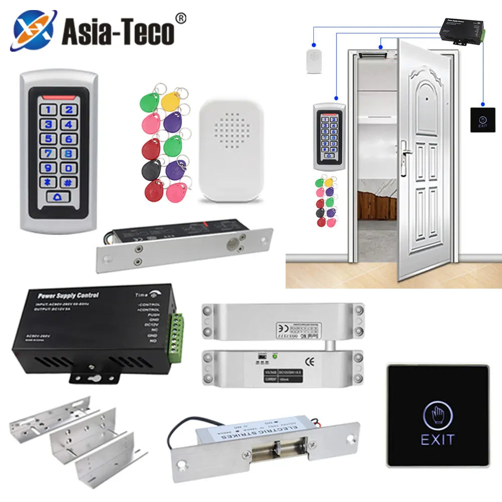 Automatic Gate Opener System Set RFID Access Control with 125kHz Wiegand Card Reader Metal Keypad Vehicle Detection Security Vue