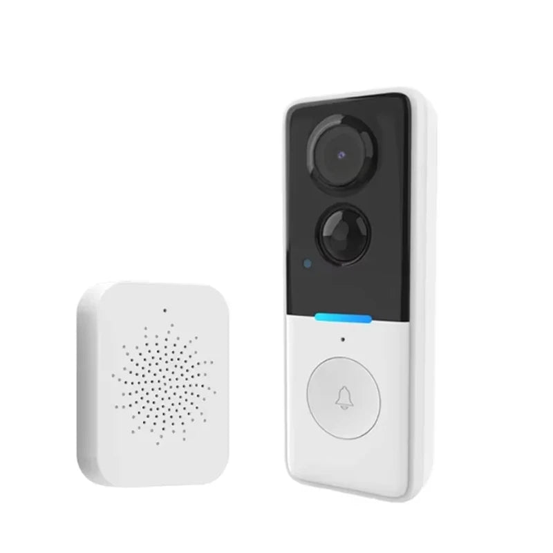 Tuya Doorbell with Solar Rain Cover Camera Wireless Video Doorbell Wifi PIR Human Body Sensing Outdoor Door Bell Video Intercom Vue 013-White Doorbell