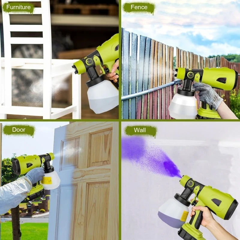 Cordless Paint Spray Gun Power Tool Accessory for Makita/Bosch/Milwaukee/RYOBI 18V Lithium Batteries for Indoor and Outdoor Use Vue