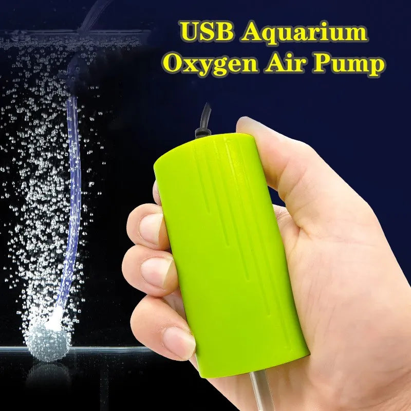 Mini Aquarium USB Oxygen Pump Oxygenator Silent Energy Saving Air Compressor With Bubble Stone Fish Tank Accessories acuario Vue