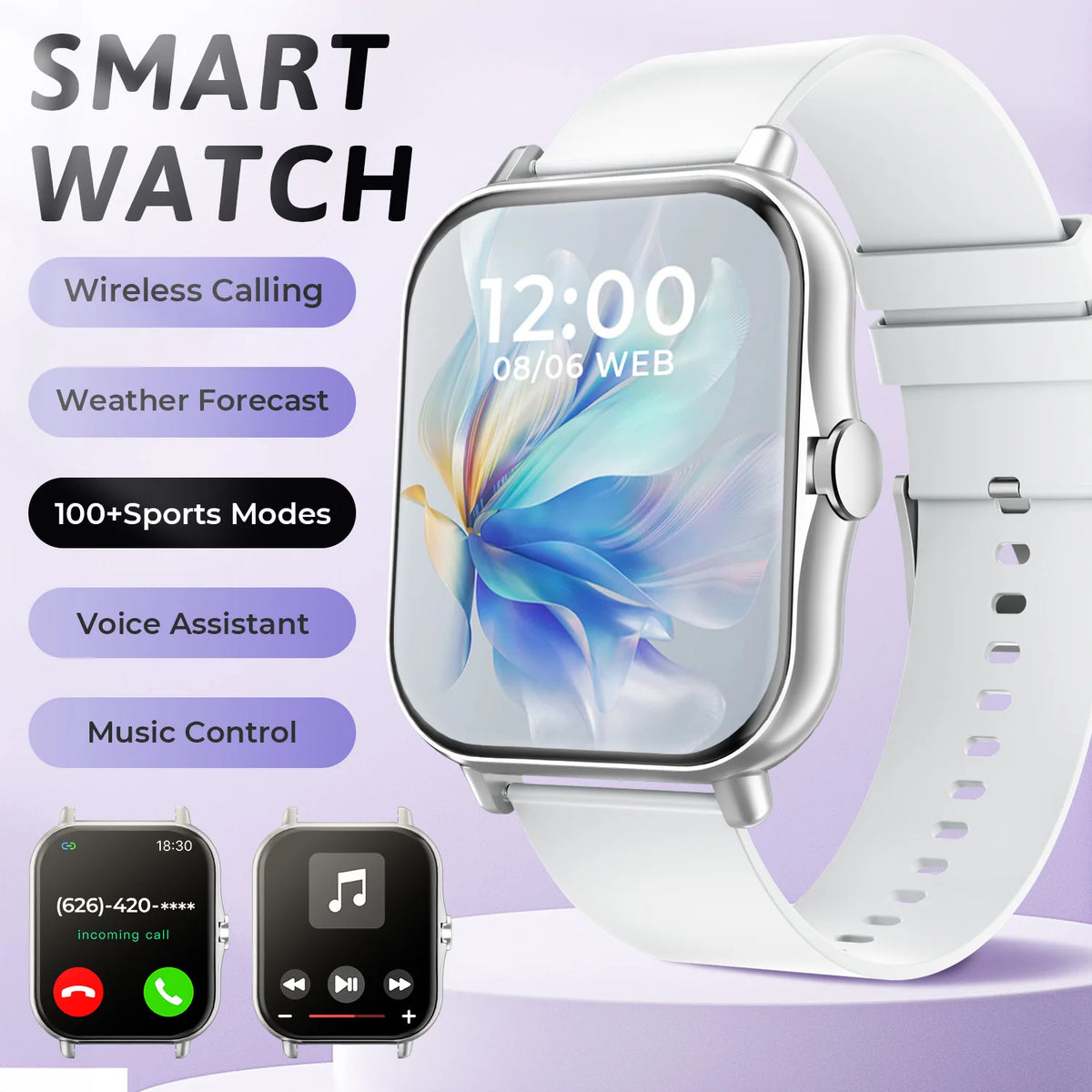 SIMSONLAB New Smart Watch Bluetooth Call Fitness Tracker Heart Rate Sleep Record Outdoor Sport Watch for Android/IOS Men Women Vue white Fashion Sport Watch
