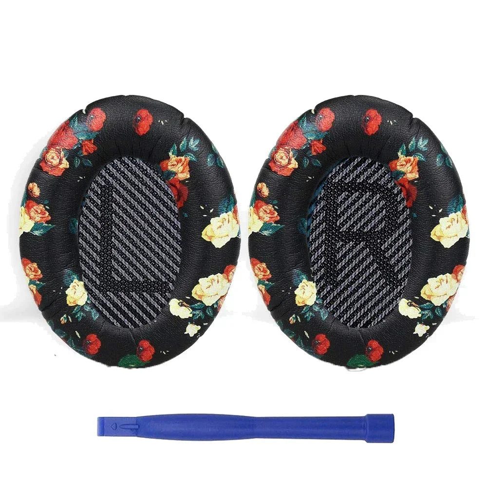 Replacement Headband Head Band Ear Pads Cushion Pillow for Bose QuietComfort 35 II QC35 II Headphones Vue Floral Black
