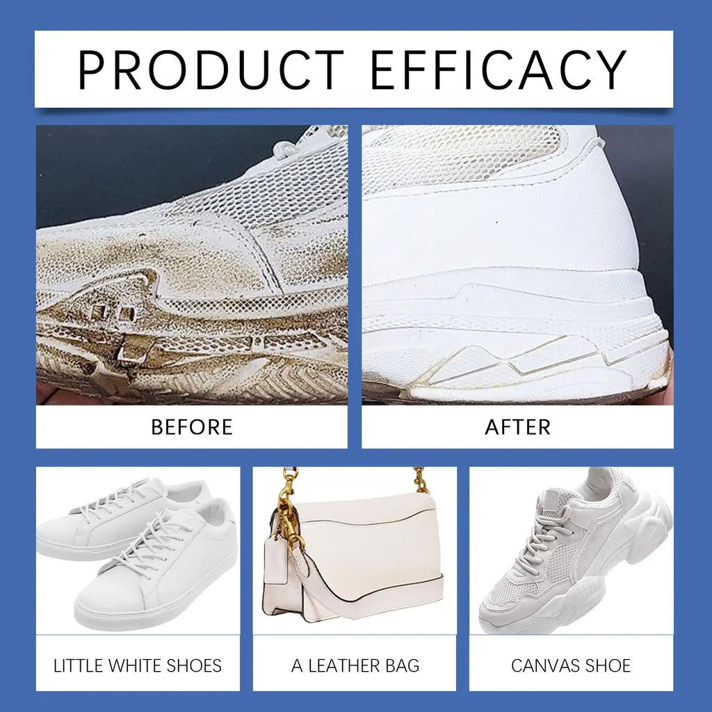 100g White Shoe Cleaner Cream with Sponge, No-Wash Multipurpose Sneaker Whitening Polish, Stain Remover for Leather Canvas Shoes Vue